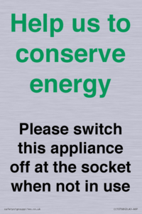 Help us to conserve energy - Please switch this appliance off at the socket when not in use